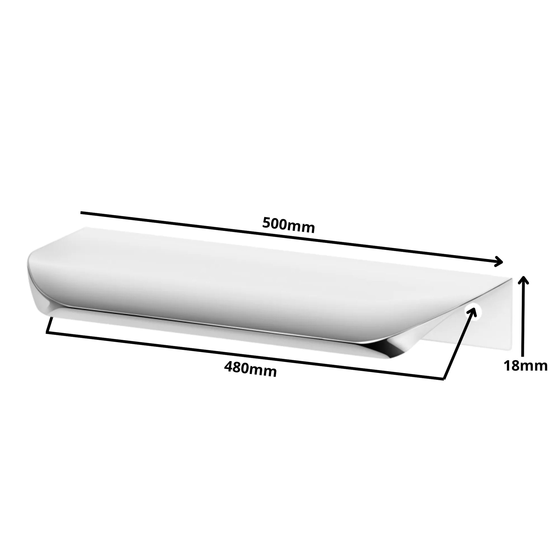 Griffleiste Kantengriff Rund 480mm (500mm Gesamtlänge) - Elektropoler – Furnica