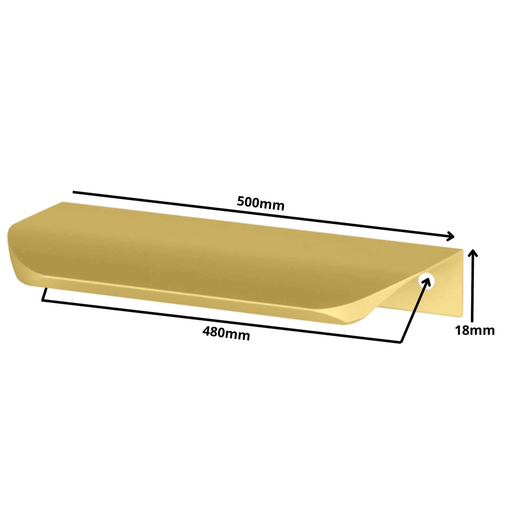 Griffleiste Kantengriff Rund 480mm (500mm Gesamtlänge) - Gold – Furnica
