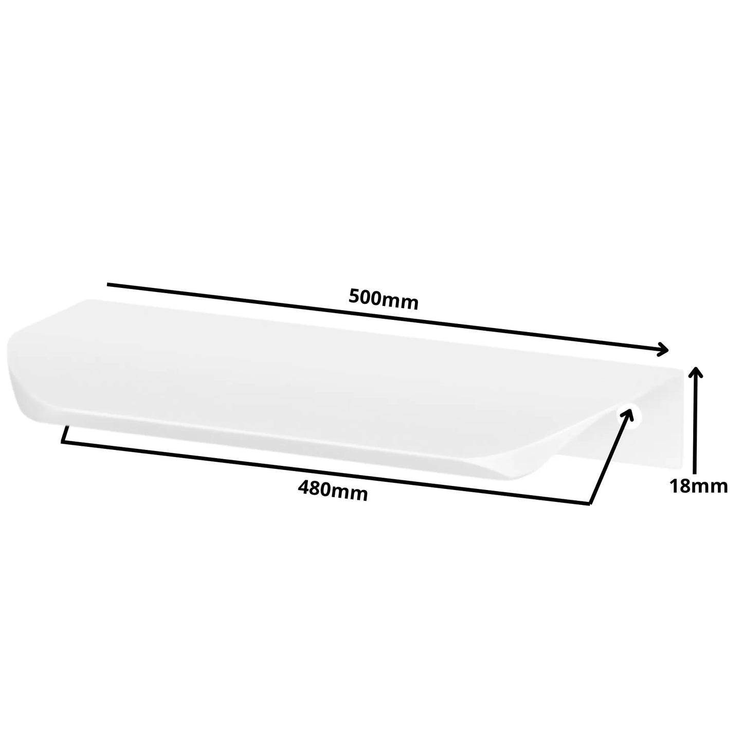 Griffleiste Kantengriff Rund 480mm (500mm Gesamtlänge) - Weiß – Furnica