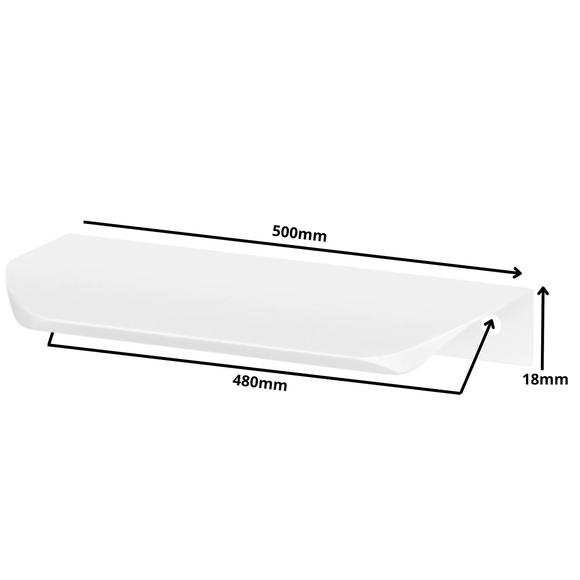 Griffleiste Kantengriff Rund 480mm (500mm Gesamtlänge) - Weiß – Furnica