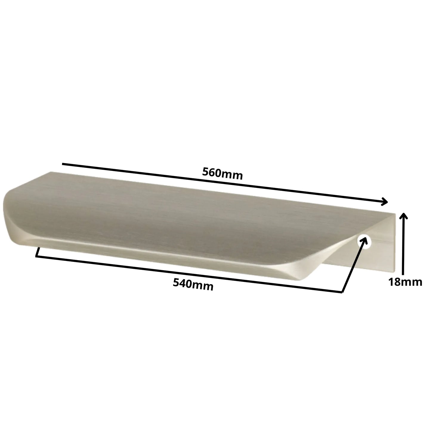 Griffleiste Kantengriff Rund 540mm (560mm Gesamtlänge) - Gebürsteter Stahl – Furnica