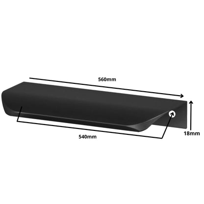 Griffleiste Kantengriff Rund 540mm (560mm Gesamtlänge) - Schwarz Matt – Furnica