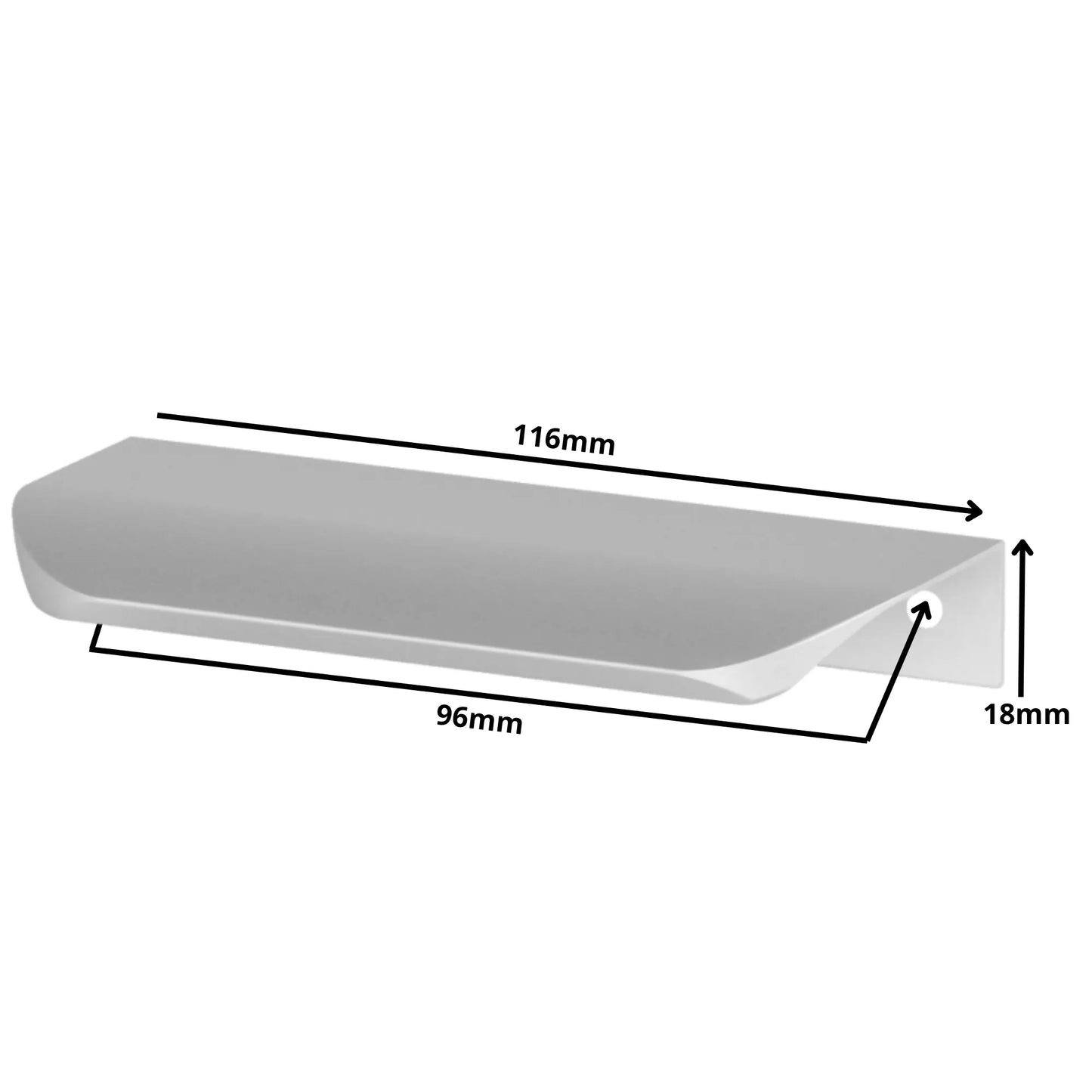 Griffleiste Kantengriff Rund 96mm (116mm Gesamtlänge) - Aluminium – Furnica