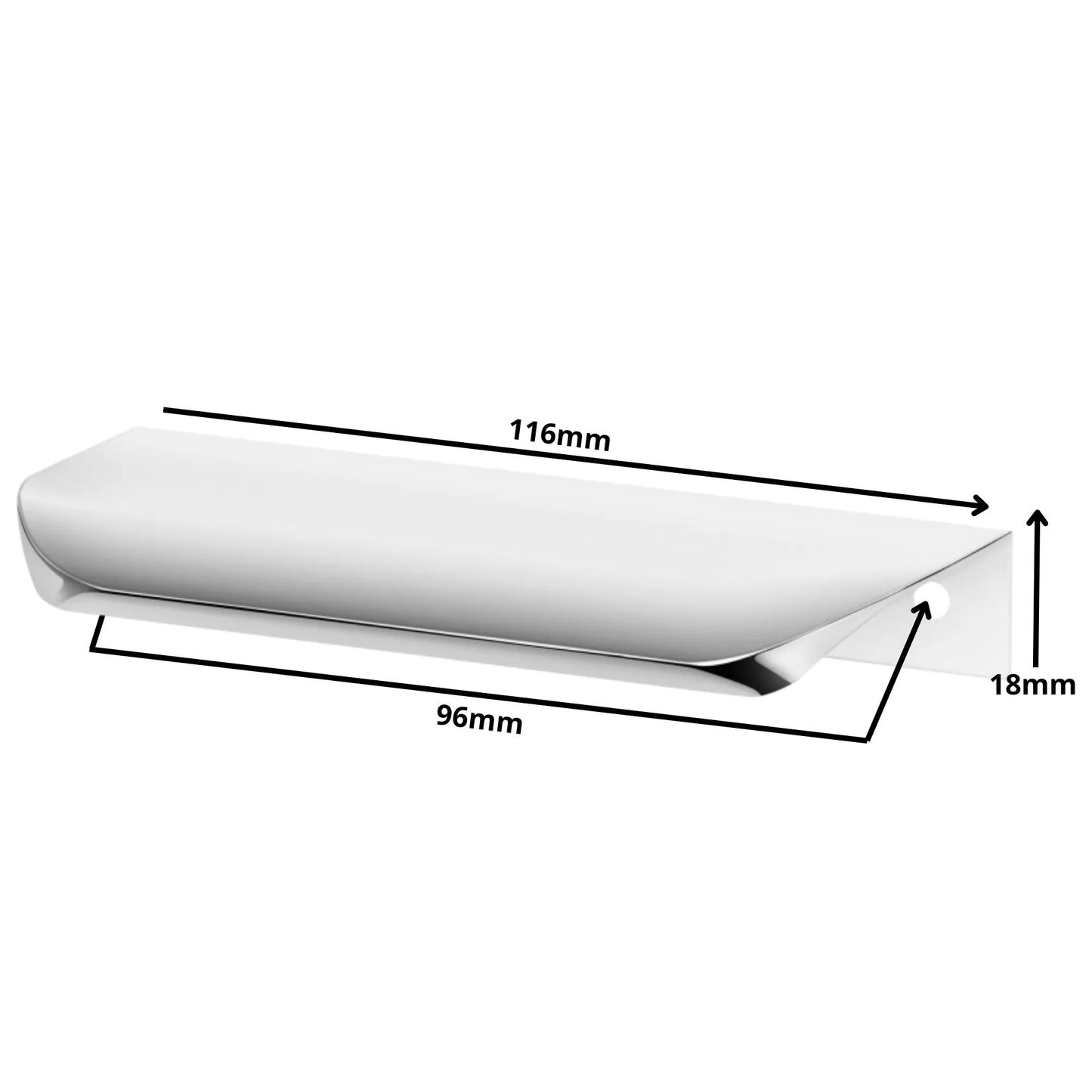 Griffleiste Kantengriff Rund 96mm (116mm Gesamtlänge) - Elektropoler – Furnica