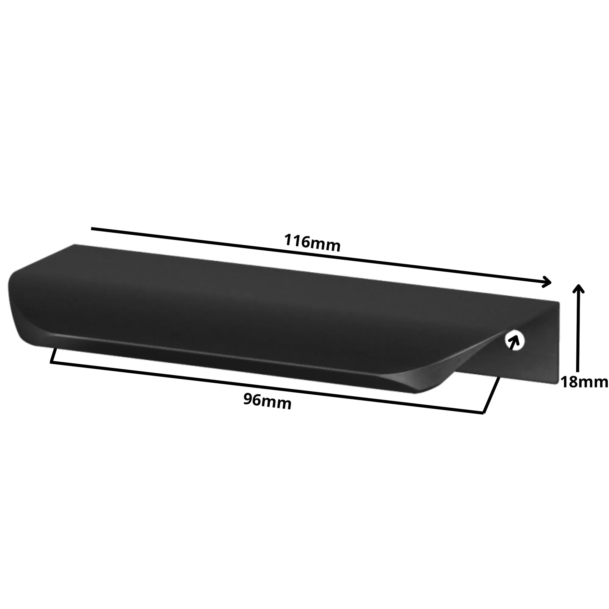 Griffleiste Kantengriff Rund 96mm (116mm Gesamtlänge) - Schwarz Matt – Furnica