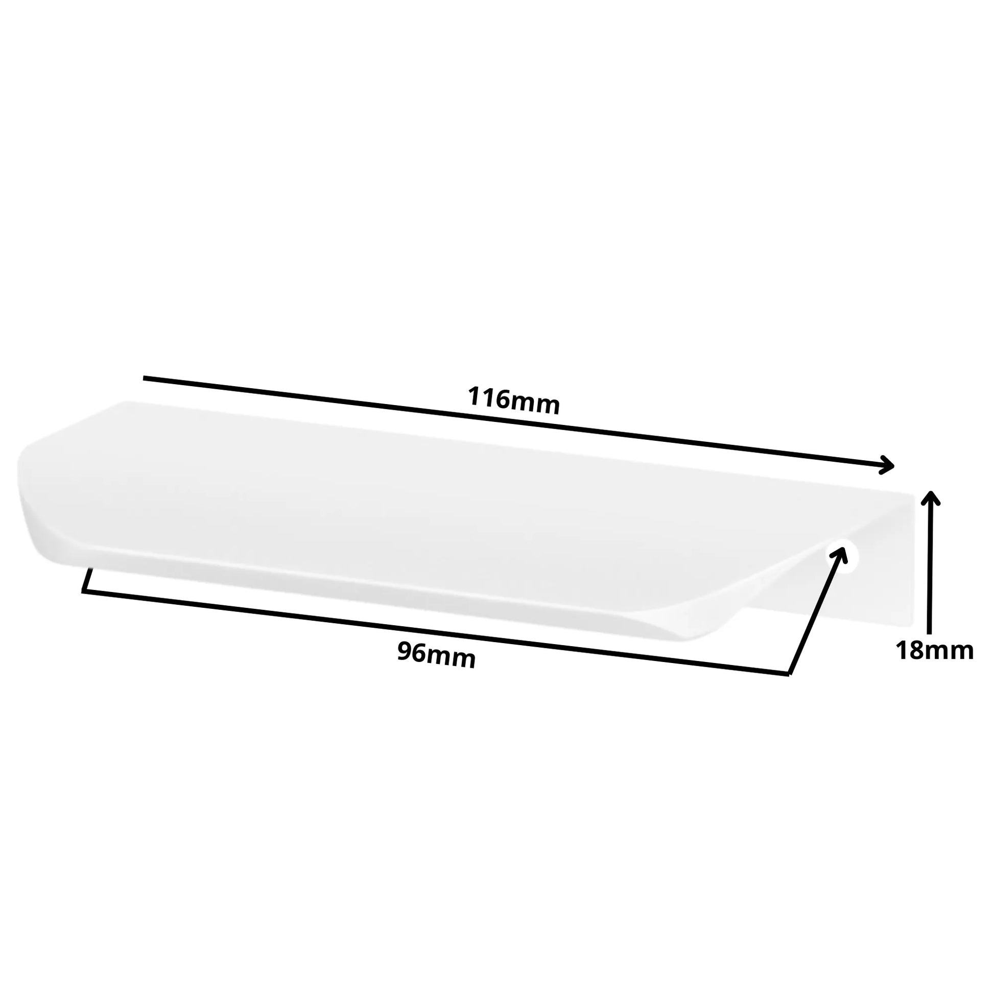 Griffleiste Kantengriff Rund 96mm (116mm Gesamtlänge) - Weiß – Furnica