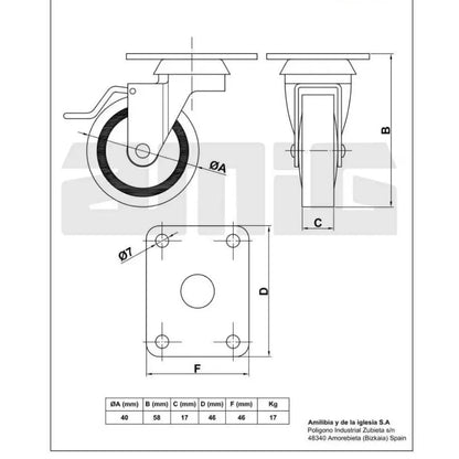 Gummi-Lenkrad mit Bremse Ø40mm – Furnica