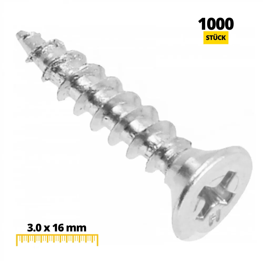Holzschrauben PH1 3.0x16mm Weißer Zink (1000 stk.) – Furnica