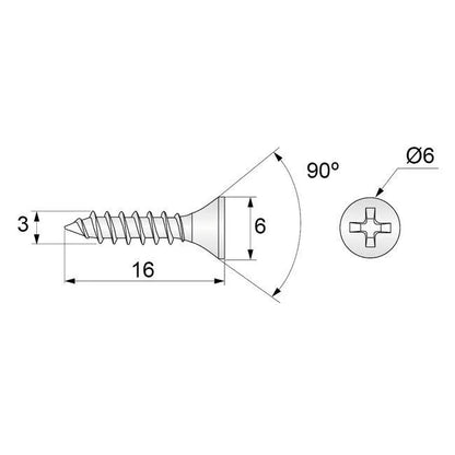 Holzschrauben PH1 3.0x16mm Weißer Zink (1000 stk.) – Furnica