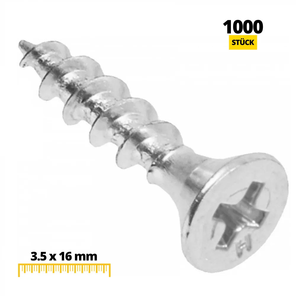 Holzschrauben PH2 3.5x16mm Weißer Zink (1000 stk.) – Furnica