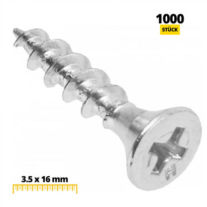 Holzschrauben PH2 3.5x16mm Weißer Zink (1000 stk.) – Furnica