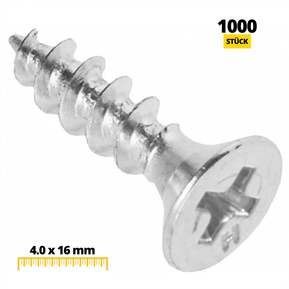Holzschrauben PH2 4.0x16mm Weißer Zink (1000 stk.) – Furnica