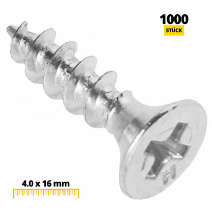 Holzschrauben PH2 4.0x16mm Weißer Zink (1000 stk.) – Furnica