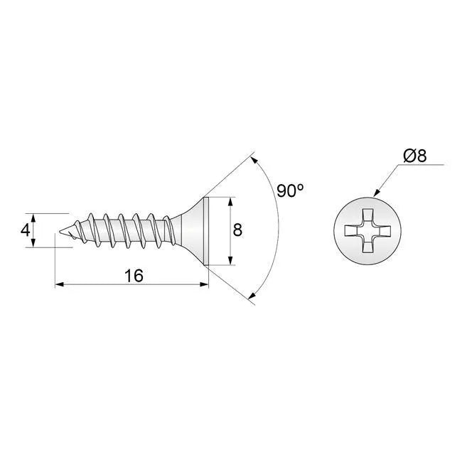 Holzschrauben PH2 4.0x16mm Weißer Zink (1000 stk.) – Furnica