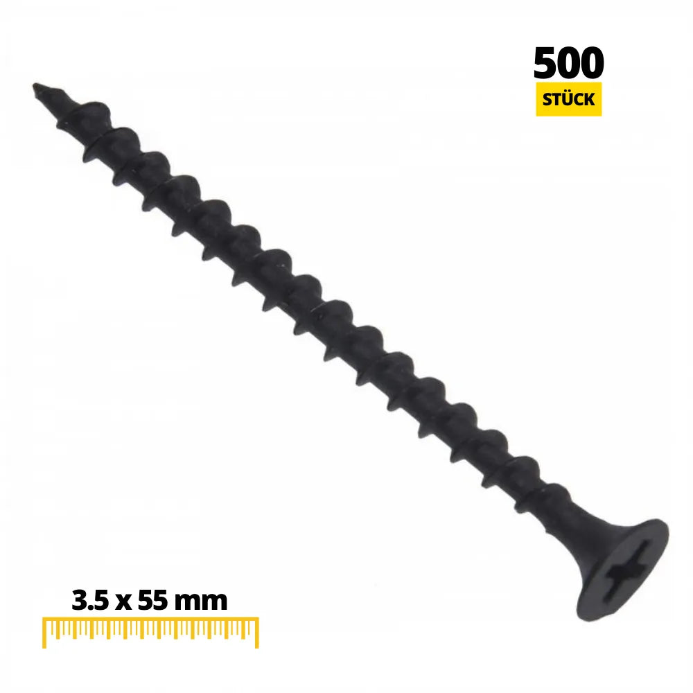 Holzschrauben Phillips PH2 3.5x55mm Schwarz (500 stk.) – Furnica