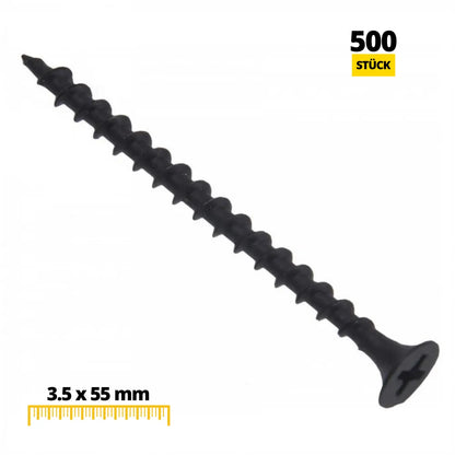 Holzschrauben Phillips PH2 3.5x55mm Schwarz (500 stk.) – Furnica