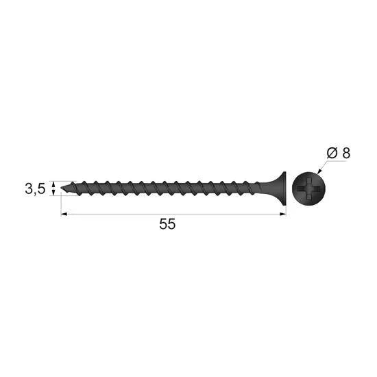 Holzschrauben Phillips PH2 3.5x55mm Schwarz (500 stk.) – Furnica