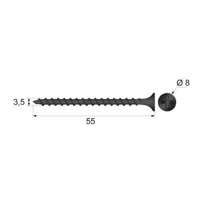 Holzschrauben Phillips PH2 3.5x55mm Schwarz (500 stk.) – Furnica