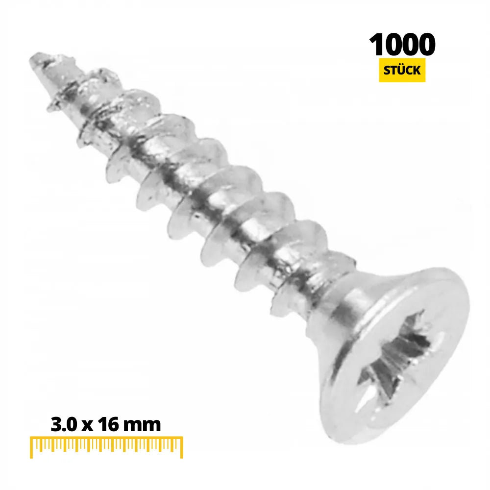 Holzschrauben PZ1 3.0x16mm Weißer Zink (1000 stk.) – Furnica