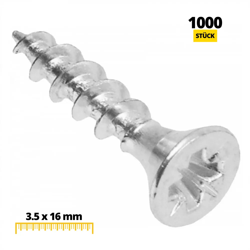Holzschrauben PZ2 3.5x16mm Weißer Zink (1000 stk.) – Furnica