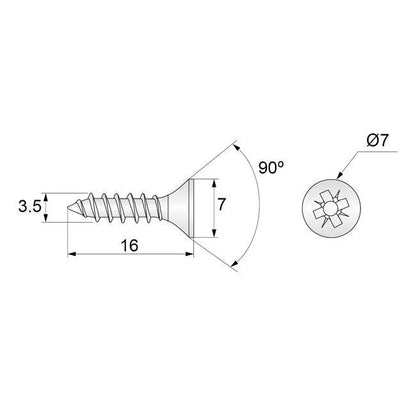 Holzschrauben PZ2 3.5x16mm Weißer Zink (1000 stk.) – Furnica