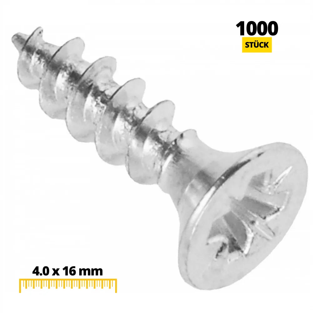 Holzschrauben PZ2 4.0x16mm Weißer Zink (1000 stk.) – Furnica