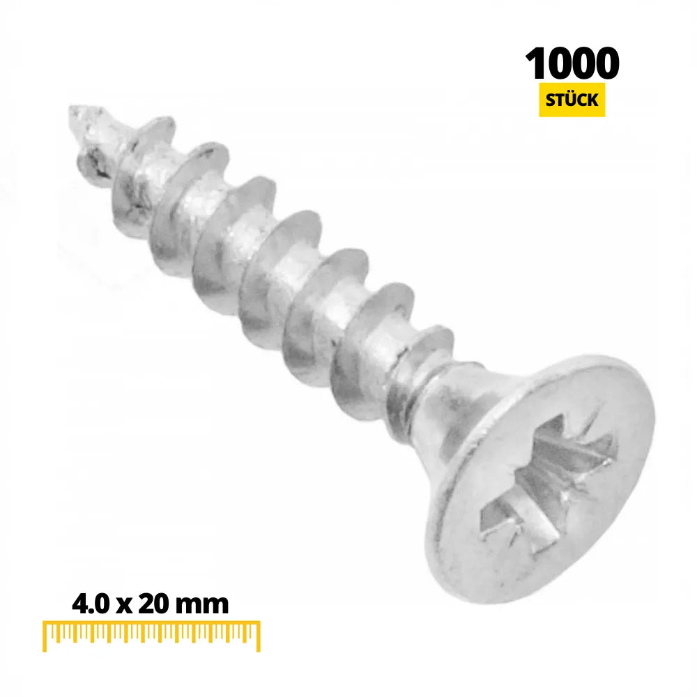 Holzschrauben PZ2 4.0x20mm Weißer Zink (1000 stk.) – Furnica