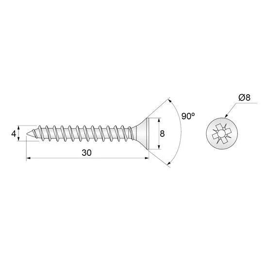 Holzschrauben PZ2 4.0x30mm Weißer Zink (1000 stk.) – Furnica