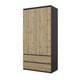 JOELLE - Kleiderschrank mit 2 Türen und 2 Schubladen - Anthrazit Grau / Wotan Eiche H180cm B90cm T50cm – Furnica