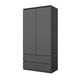 JOELLE - Kleiderschrank mit 2 Türen und 2 Schubladen -  Anthrazit H180cm B90cm T50cm – Furnica