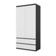 JOELLE - Kleiderschrank mit 2 Türen und 2 Schubladen -  Anthrazit / Weiß Matt H180cm B90cm T50cm – Furnica
