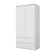 JOELLE - Kleiderschrank mit 2 Türen und 2 Schubladen - Weiß Matt H180cm B90cm T50cm – Furnica