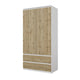 JOELLE - Kleiderschrank mit 2 Türen und 2 Schubladen - Weiß Matt / Wotan Eiche H180cm B90cm T50cm – Furnica