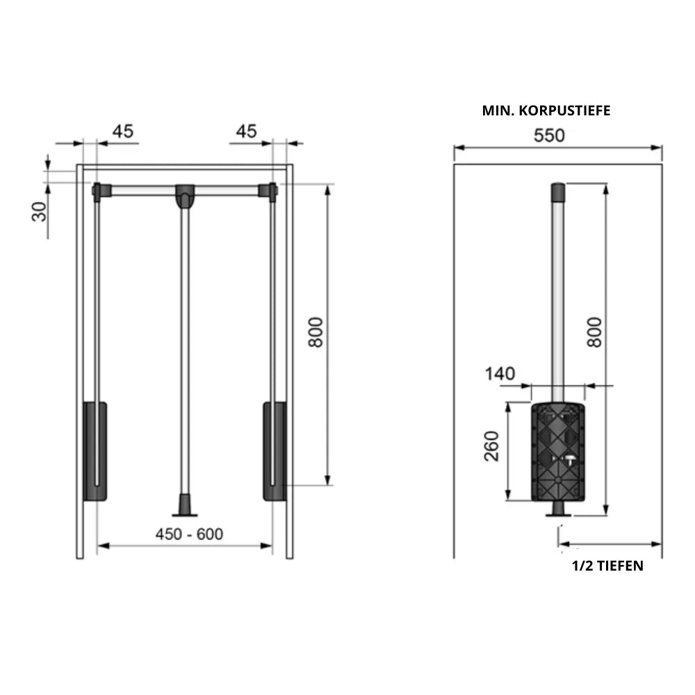 Kleiderlift 450-600mm – Furnica