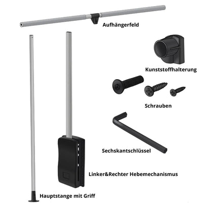 Kleiderlift 600-830mm - Chrom/Weiß – Furnica
