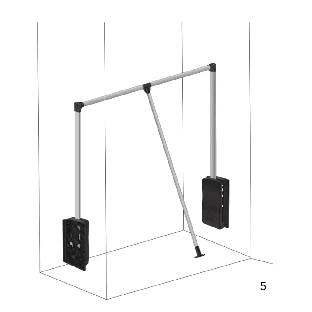 Kleiderlift 600-830mm - Chrom/Weiß – Furnica