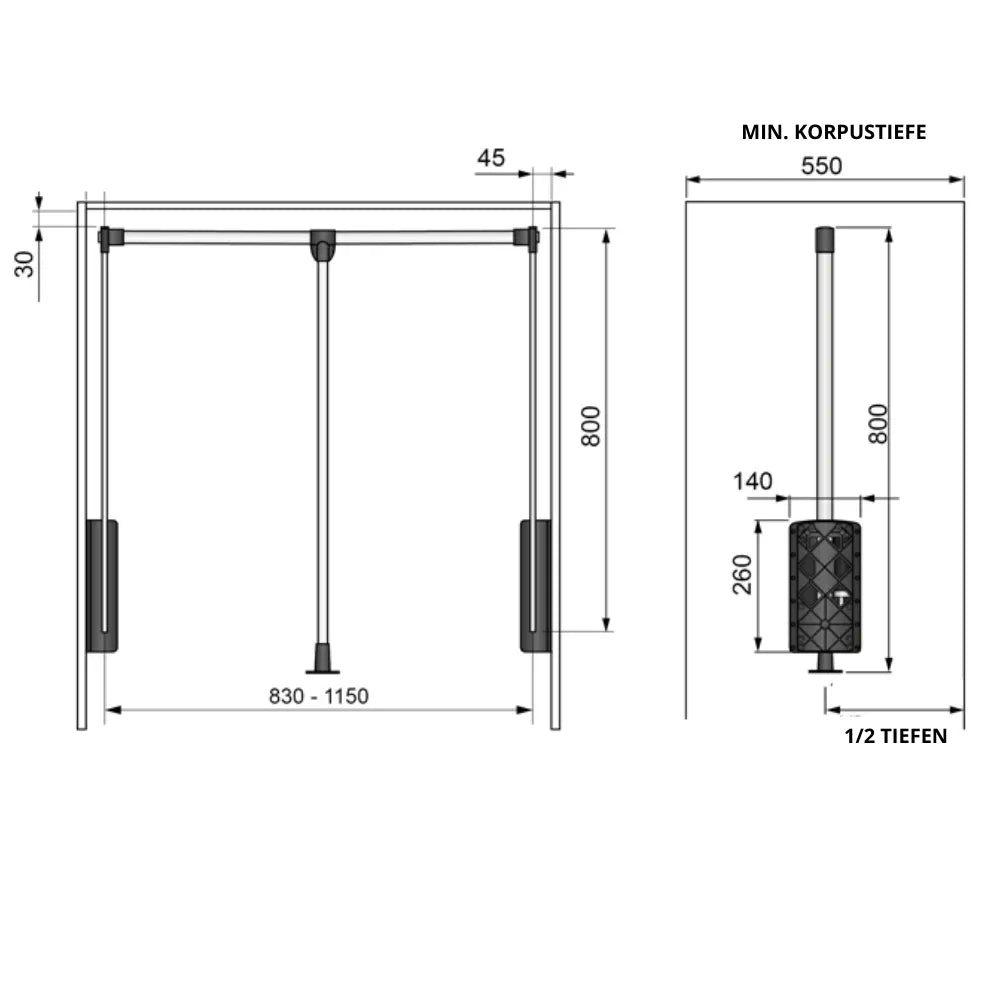 Kleiderlift 830-1150mm – Furnica