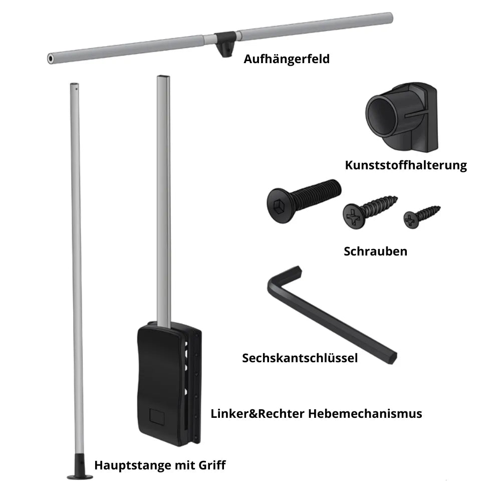 Kleiderlift 830-1150mm - Chrom/Weiß – Furnica