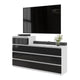 Kommode / Sideboard mit 10 Schubladen (6+4) - Weiß Matt / Schwarz Gloss H92/70cm W160cm D33cm – Furnica