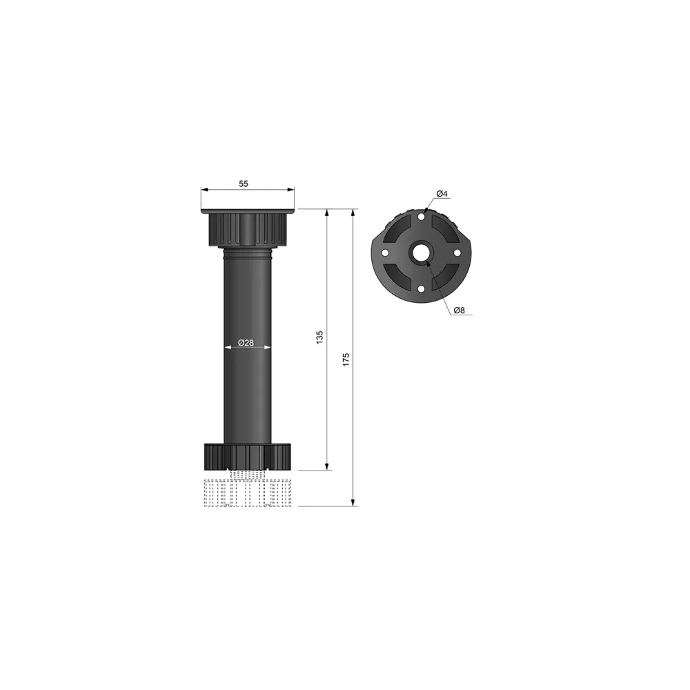 Küchenfüße Verstellbare 150mm - Schwarz – Furnica