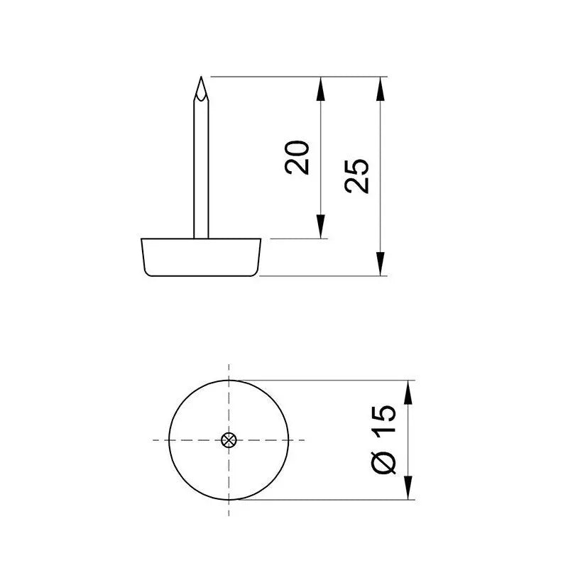Kunststoff Möbelgleiter Ø15mm mit Nagel - Schwarz - 50 Stk. – Furnica