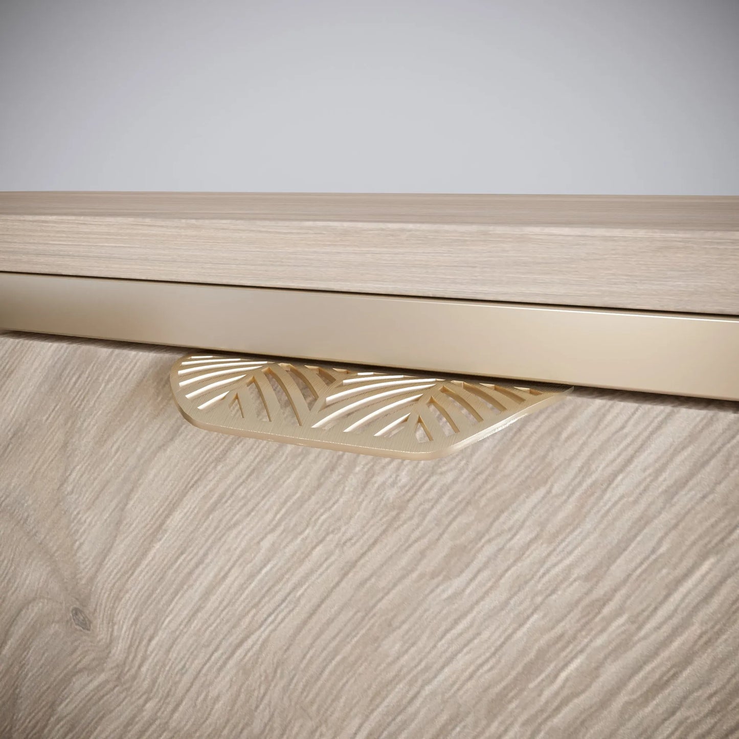 LEAF Edge Pull Möbelgriff 64mm (118mm Gesamtlänge) - Messing Gold – Furnica