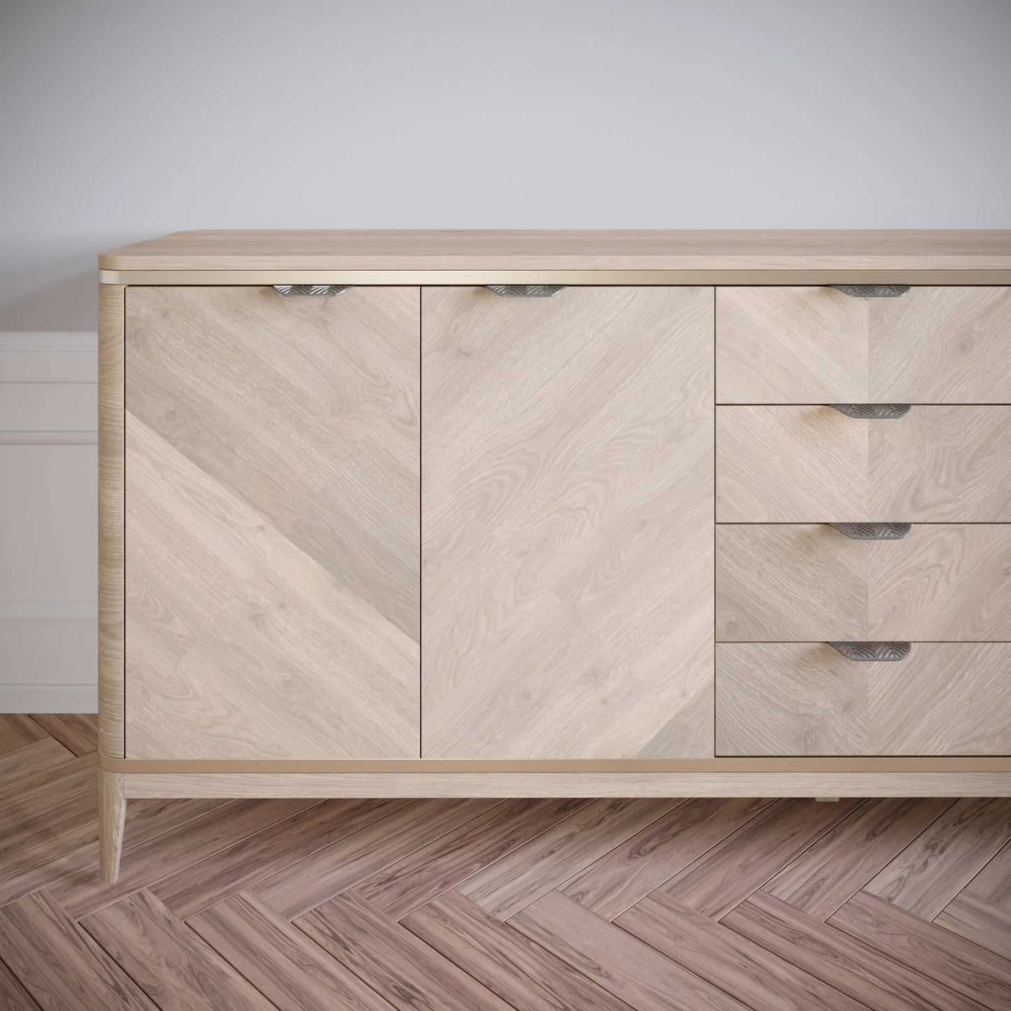LEAF Edge Pull Möbelgriff 64mm (118mm Gesamtlänge) - Perlmutt Silber – Furnica