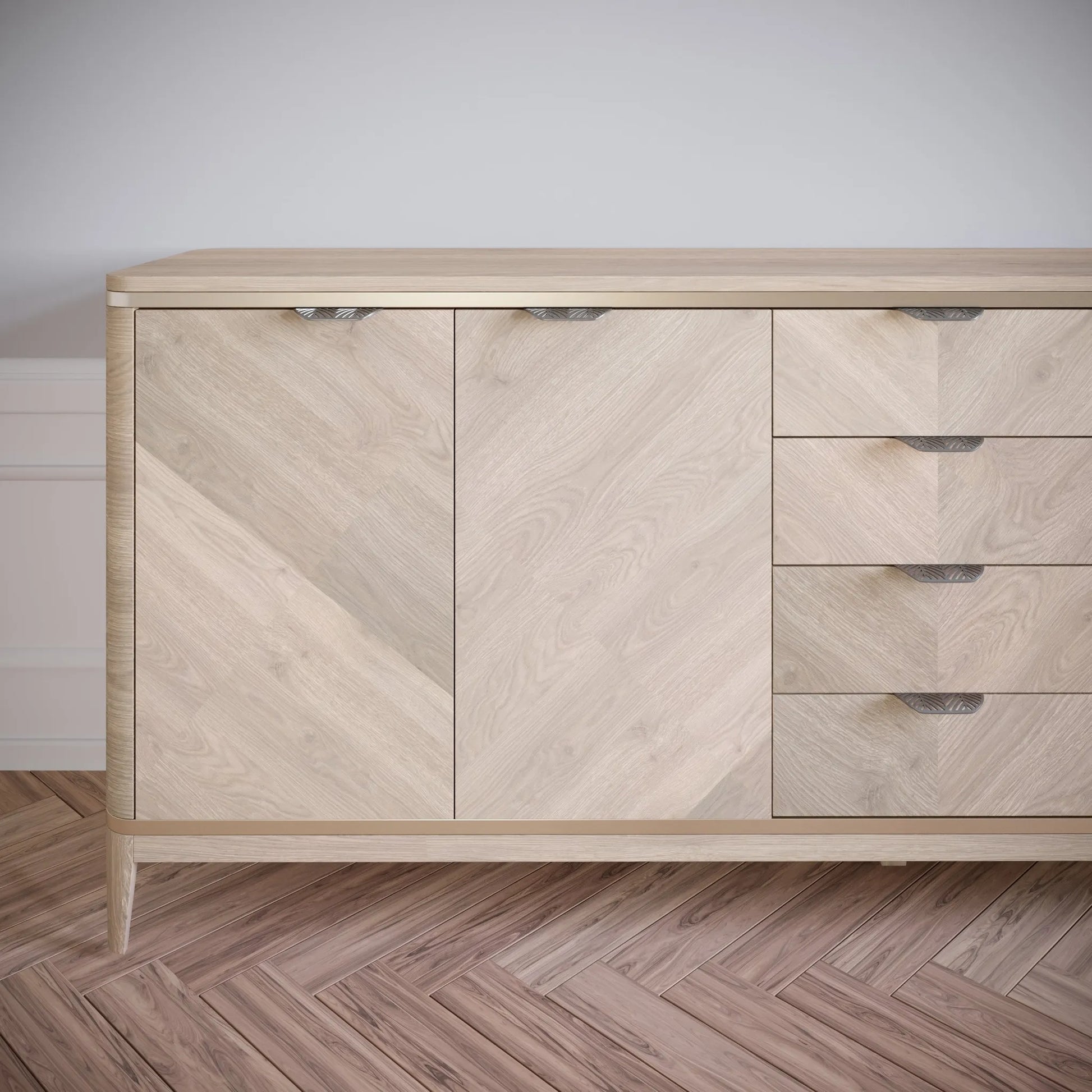 LEAF Edge Pull Möbelgriff 64mm (118mm Gesamtlänge) - Perlmutt Silber – Furnica