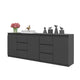 MIKEL - Kommode mit 6 Schubladen und 3 Türen - Schlafzimmer Kommode Aufbewahrungsschrank Sideboard - Anthrazit H75cm B200cm T35cm – Furnica