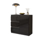 MIKEL - Kommode / Sideboard mit 3 Schubladen und 1 Tür - Anthrazit / Schwarz Gloss H75cm B80cm T35cm – Furnica