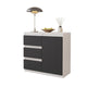MIKEL - Kommode / Sideboard mit 3 Schubladen und 1 Tür - Weiß Matt / Anthrazit Grau H75cm B80cm T35cm – Furnica