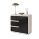 MIKEL - Kommode / Sideboard mit 3 Schubladen und 1 Tür - Weiß Matt / Schwarz Gloss H75cm B80cm T35cm – Furnica