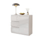 MIKEL - Kommode / Sideboard mit 3 Schubladen und 1 Tür - Weiß Matt / Weiß Gloss H75cm B80cm T35cm – Furnica
