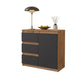 MIKEL - Kommode / Sideboard mit 3 Schubladen und 1 Tür - Wotan Eiche / Anthrazit Grau H75cm B80cm T35cm – Furnica
